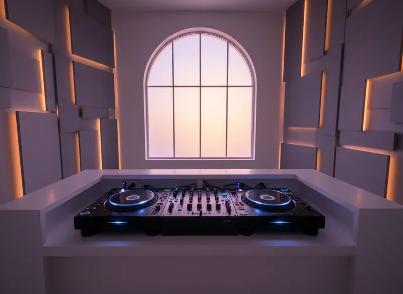 Professional DJ equipment in minimal studio setting